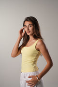 Yellow scoop padded top