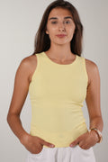 Yellow crew padded top.