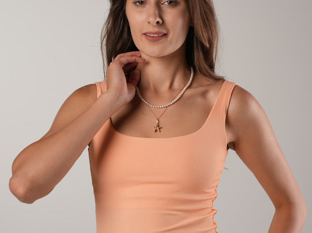 Orange scoop padded top
